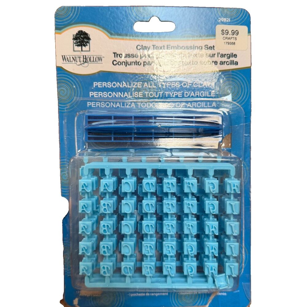 Walnut Hollow Clay Text Embossing Set 160 Tiles Letters Numbers Holder Craft